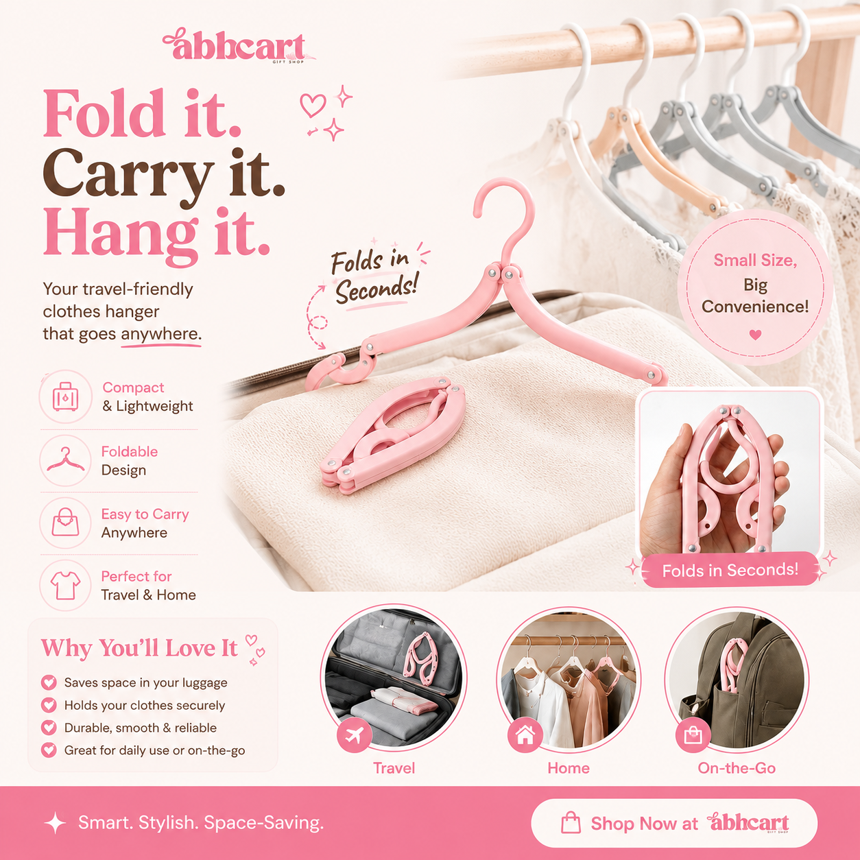 Travel Hangers, Portable Folding Clothes Hangers (1 Pc)