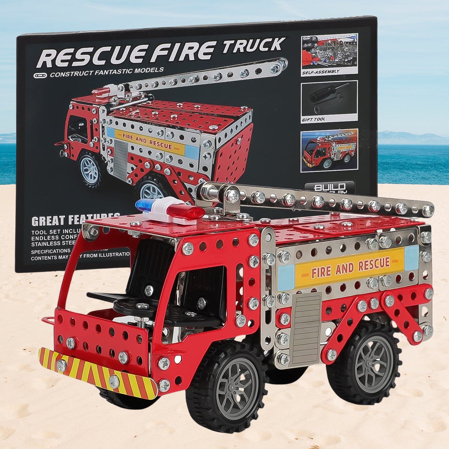 Metal DIY Fire Truck Building Blocks for Kids