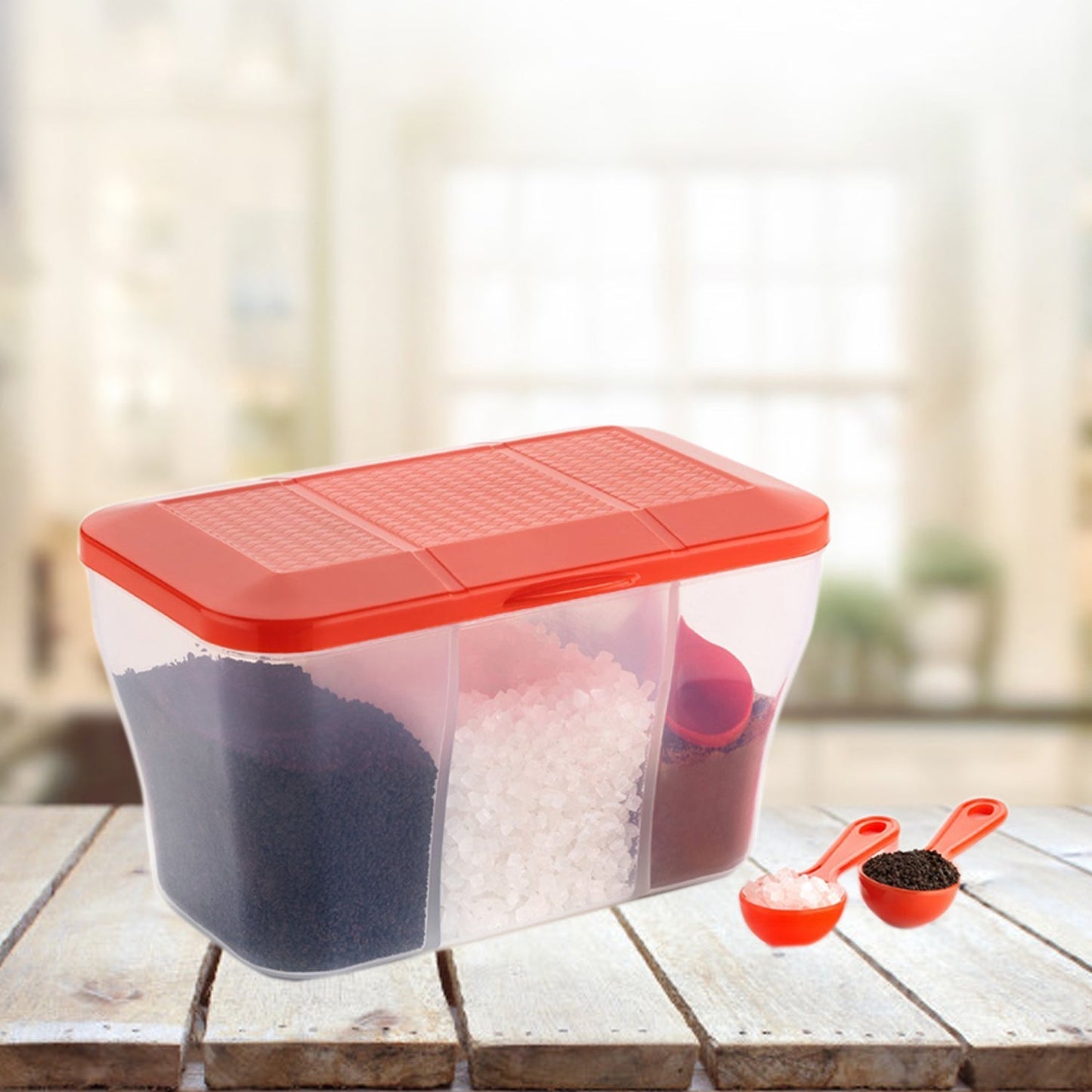 Plastic square container, 750ml capacity, for organizing and storing essentials.