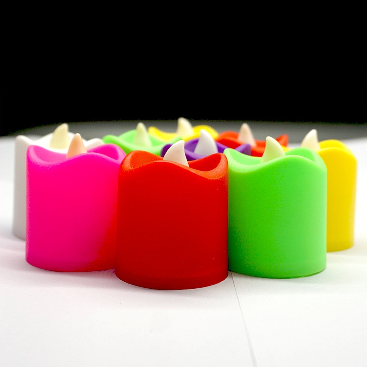 Multicolor LED candles in a pack