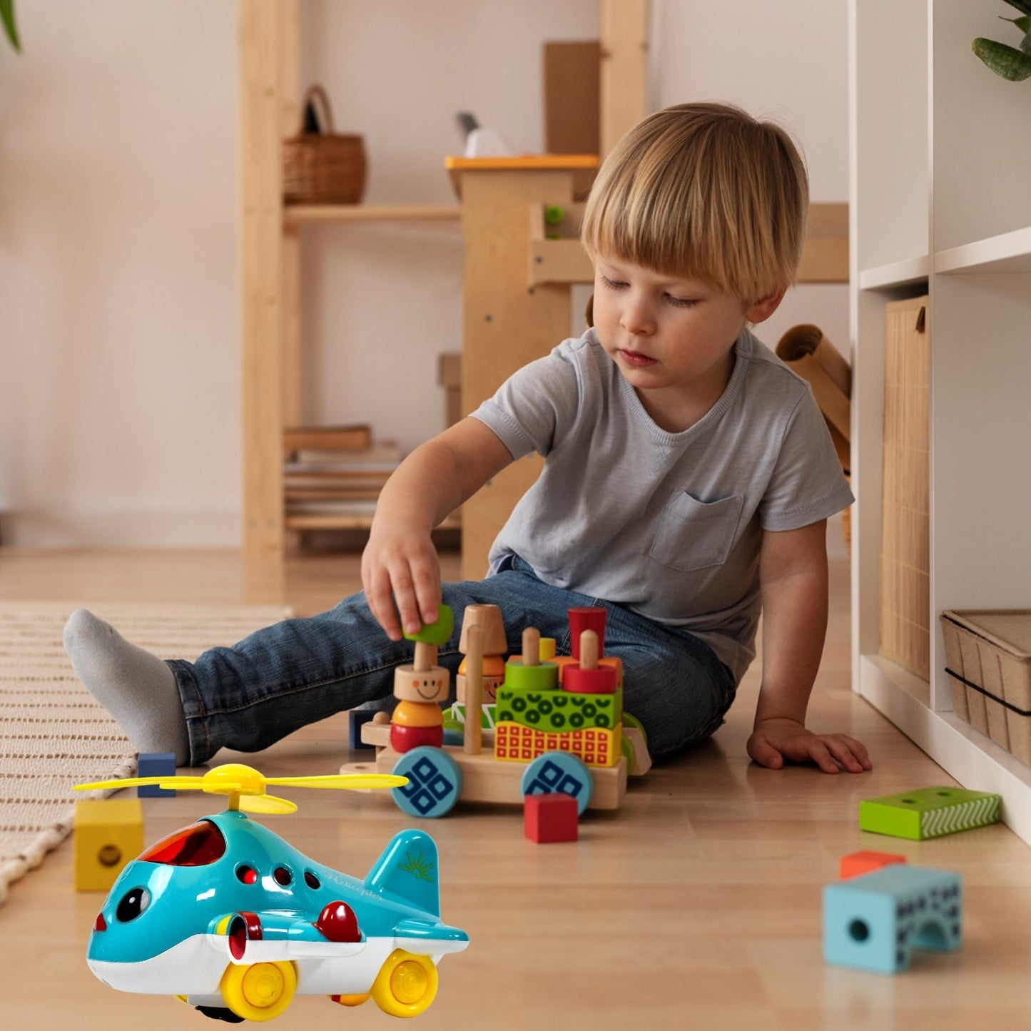 Toy airplane with moving parts