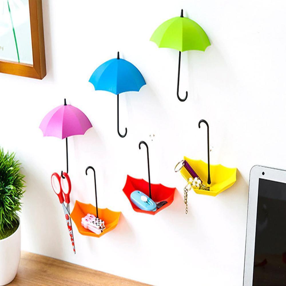 Umbrella-shaped key holder in bright colors