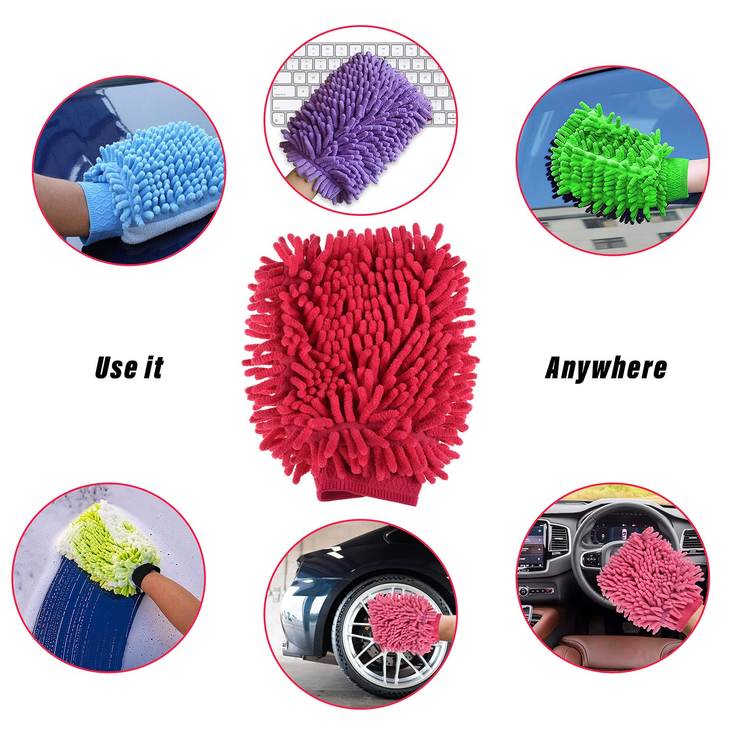 Double sided cleaning glove in colorful design