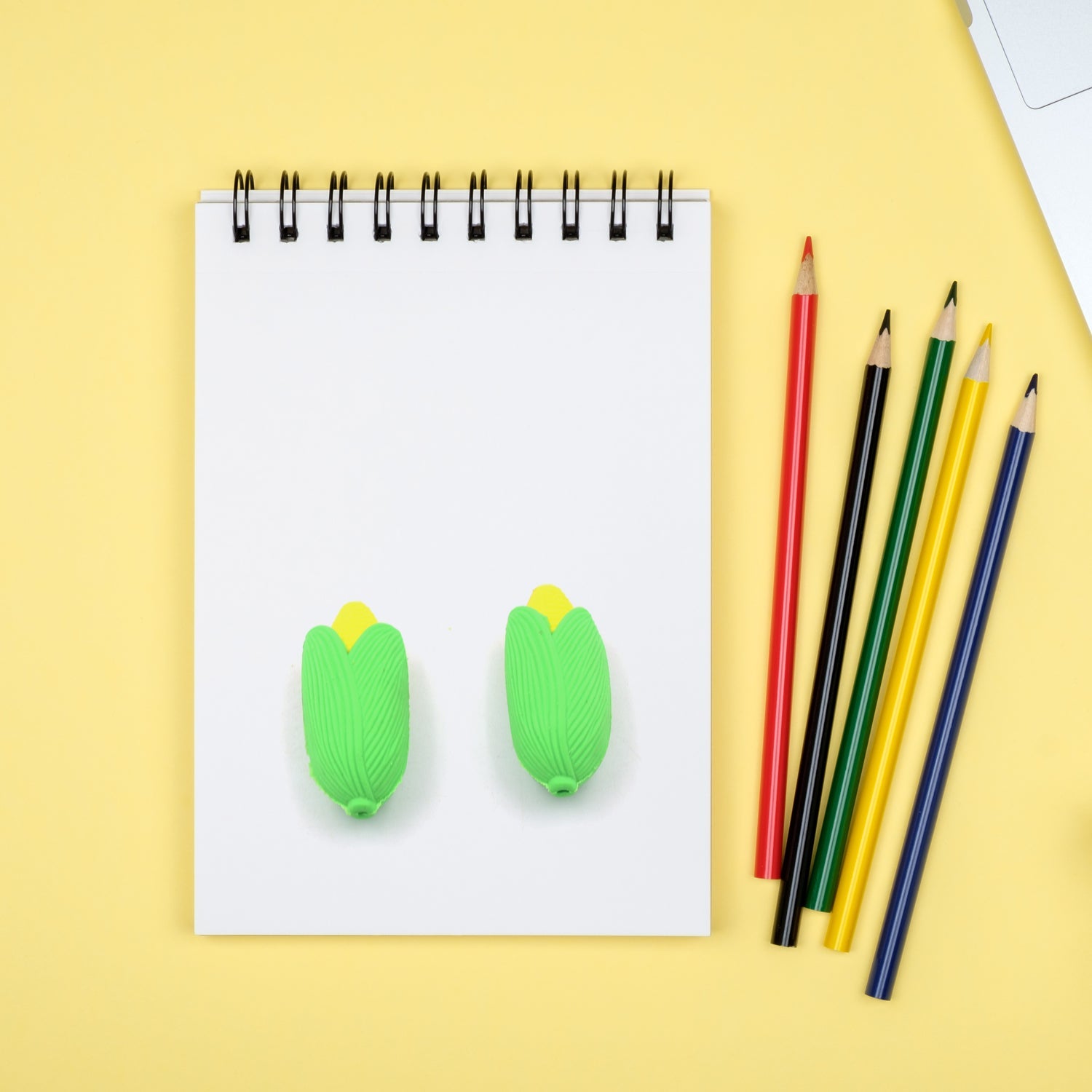 Fun corn-shaped erasers for school use, 2-pack