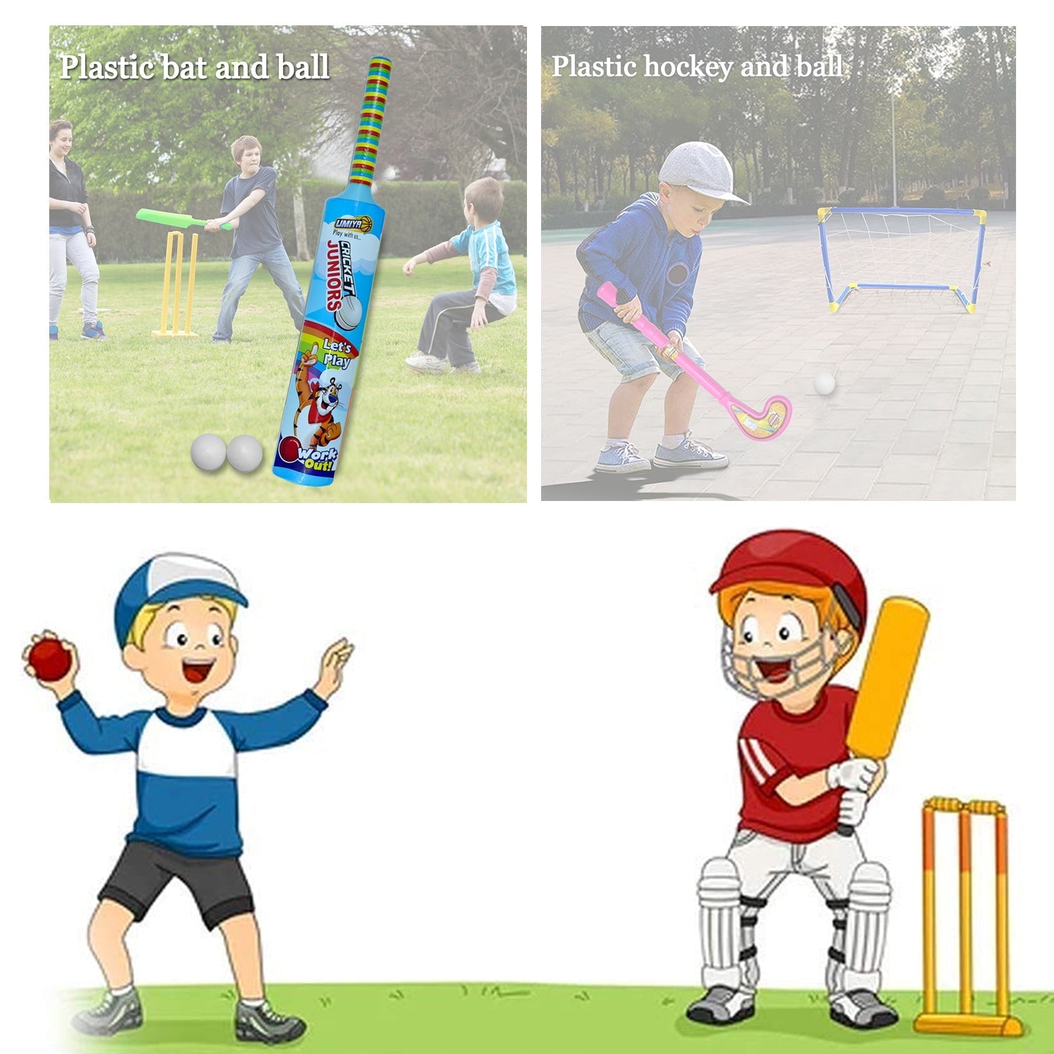 Cricket bat ball hockey stic combo for kids