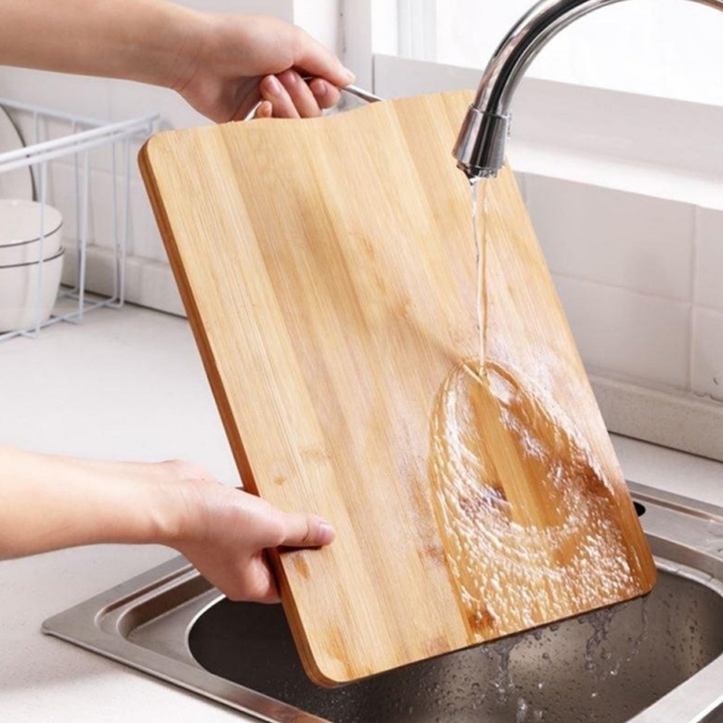 Large wooden cutting board for kitchen, multi-purpose