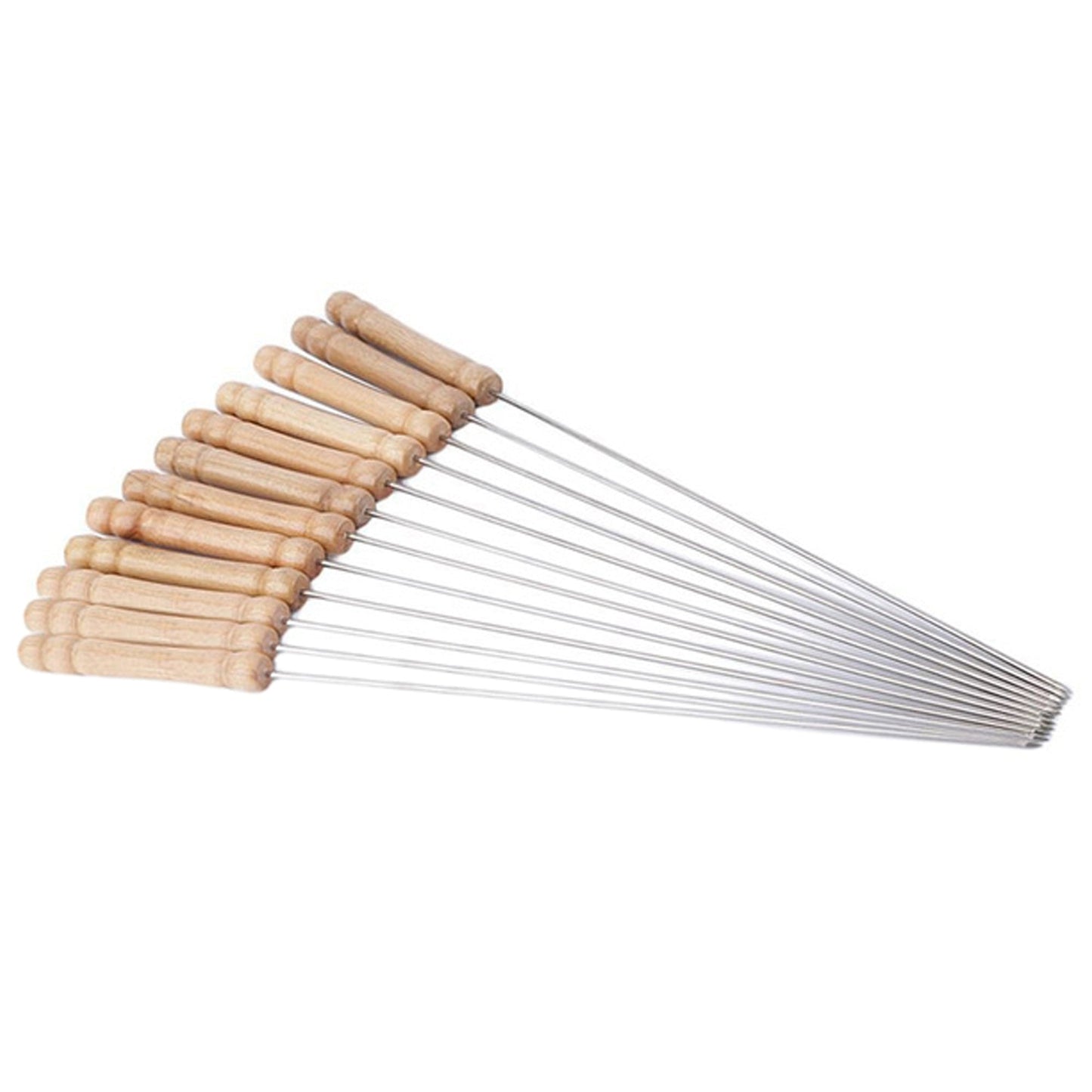 barbecue skewers with wooden handles.