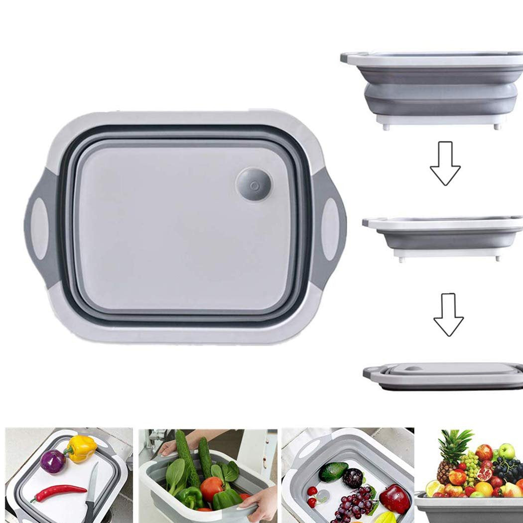 3-in-1 folding chopping board, dish rack, and washing bowl