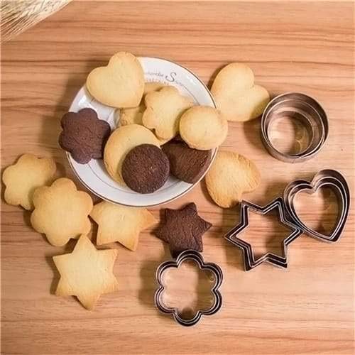 Variety of stainless steel cookie cutters for baking