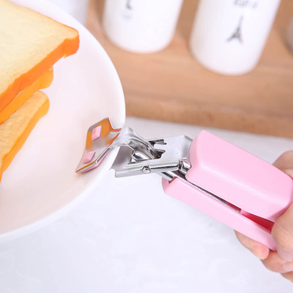 Kitchen dish grippers and tongs, made of stainless steel for handling hot plates.