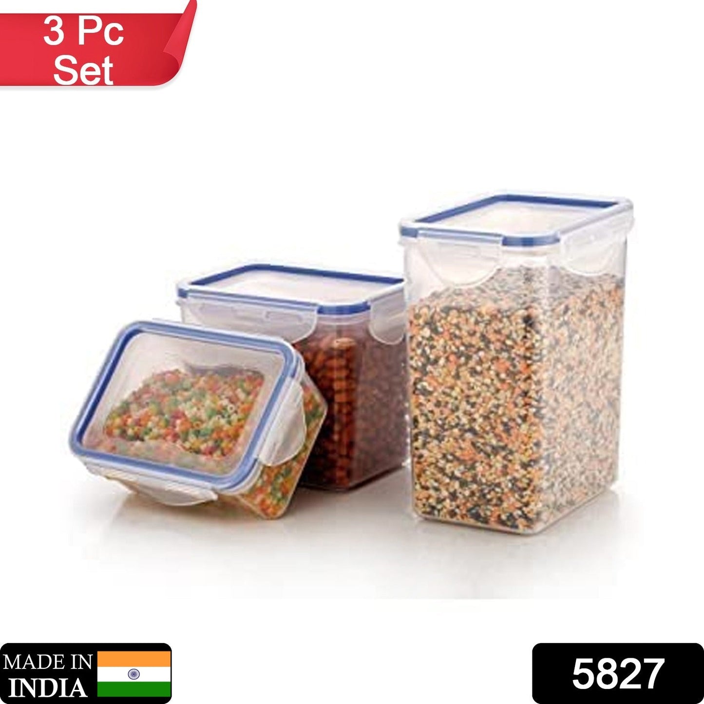 Set of clear ABS storage containers with leak-proof lids