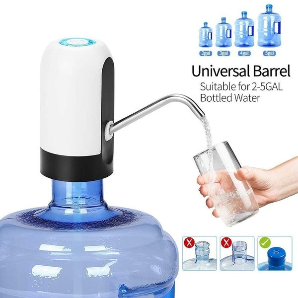 Dispenser pump for water with USB charging and streamlined design