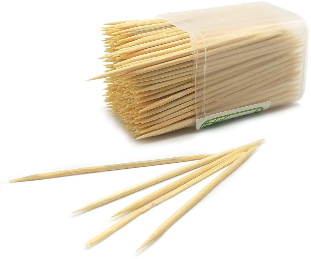 Wooden toothpicks with dispenser box for hygiene