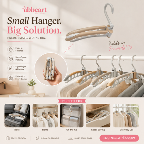 Portable folding clothes hanger (1 pc): 360° rotation, travel, adjustable