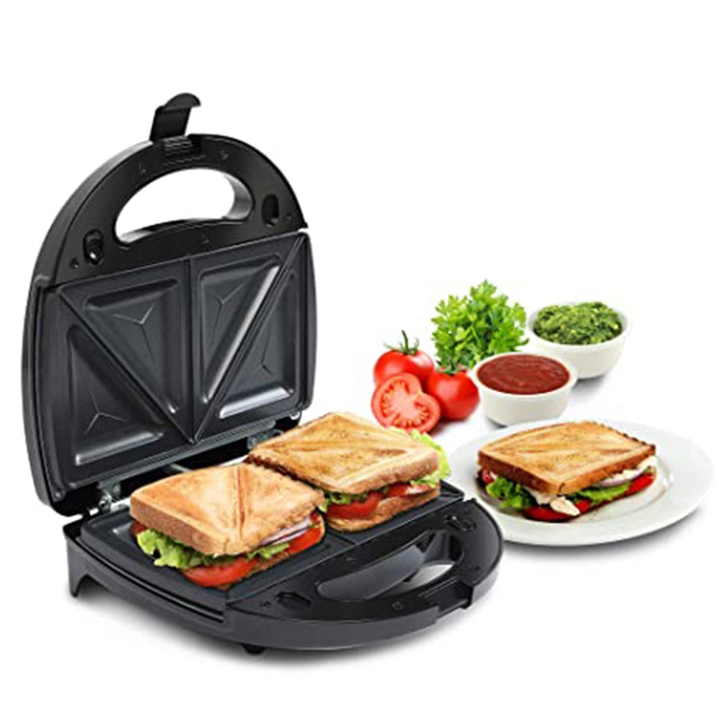 Non-stick sandwich toaster with easy-to-read indicator lights