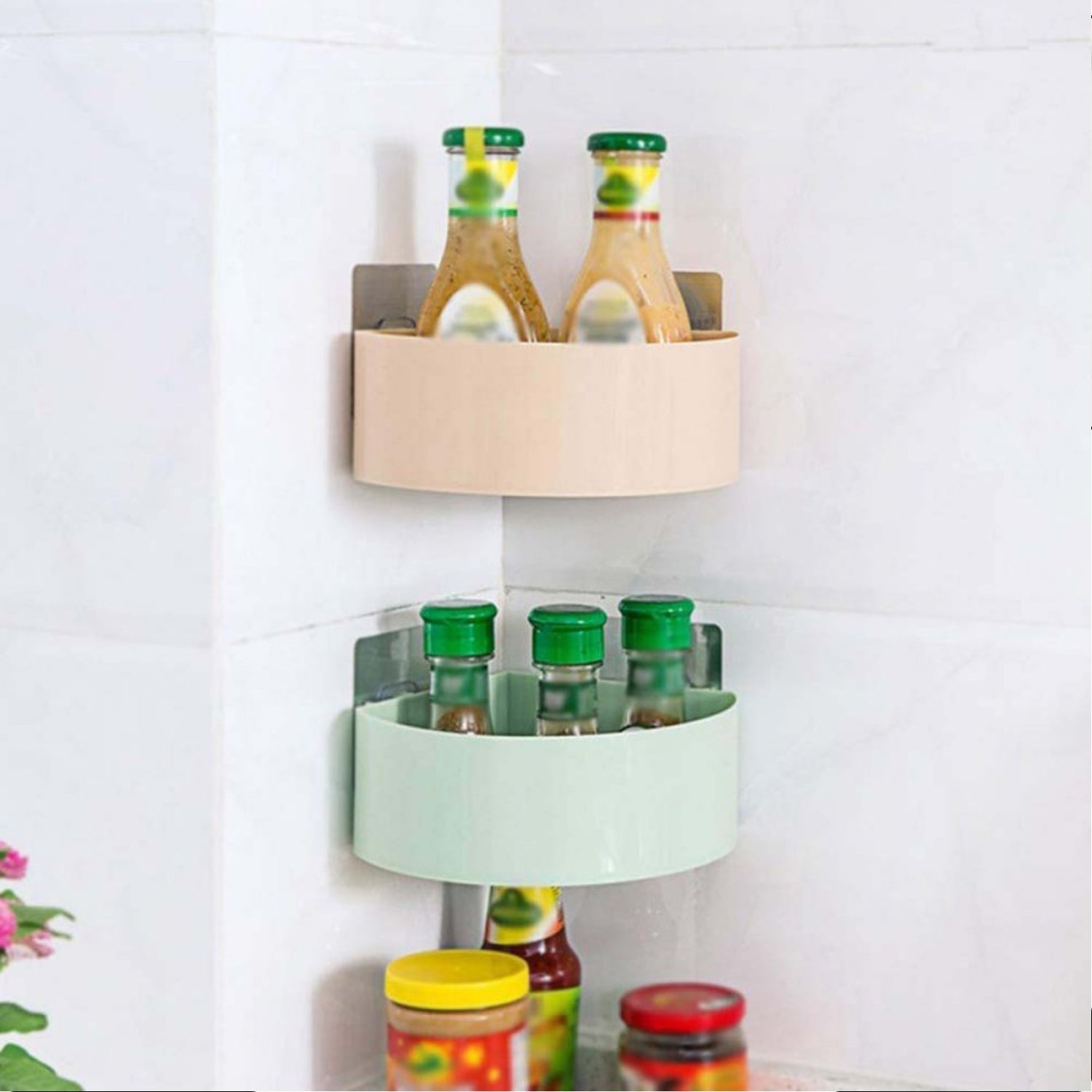 Wall corner rack for shower or kitchen