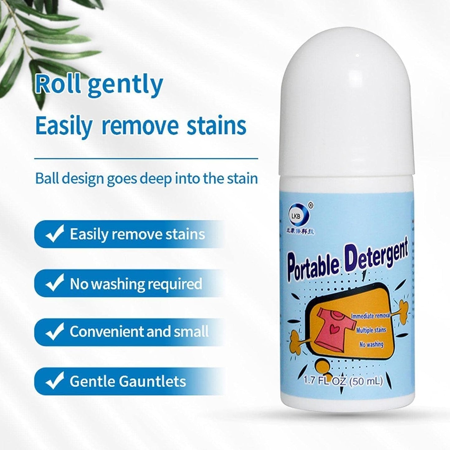 Clothes Stain Remover Bead Design Emergency Stain Rescue Roller Cleaner for Natural Fabric Removes Oil Almost All Types of Fabrics