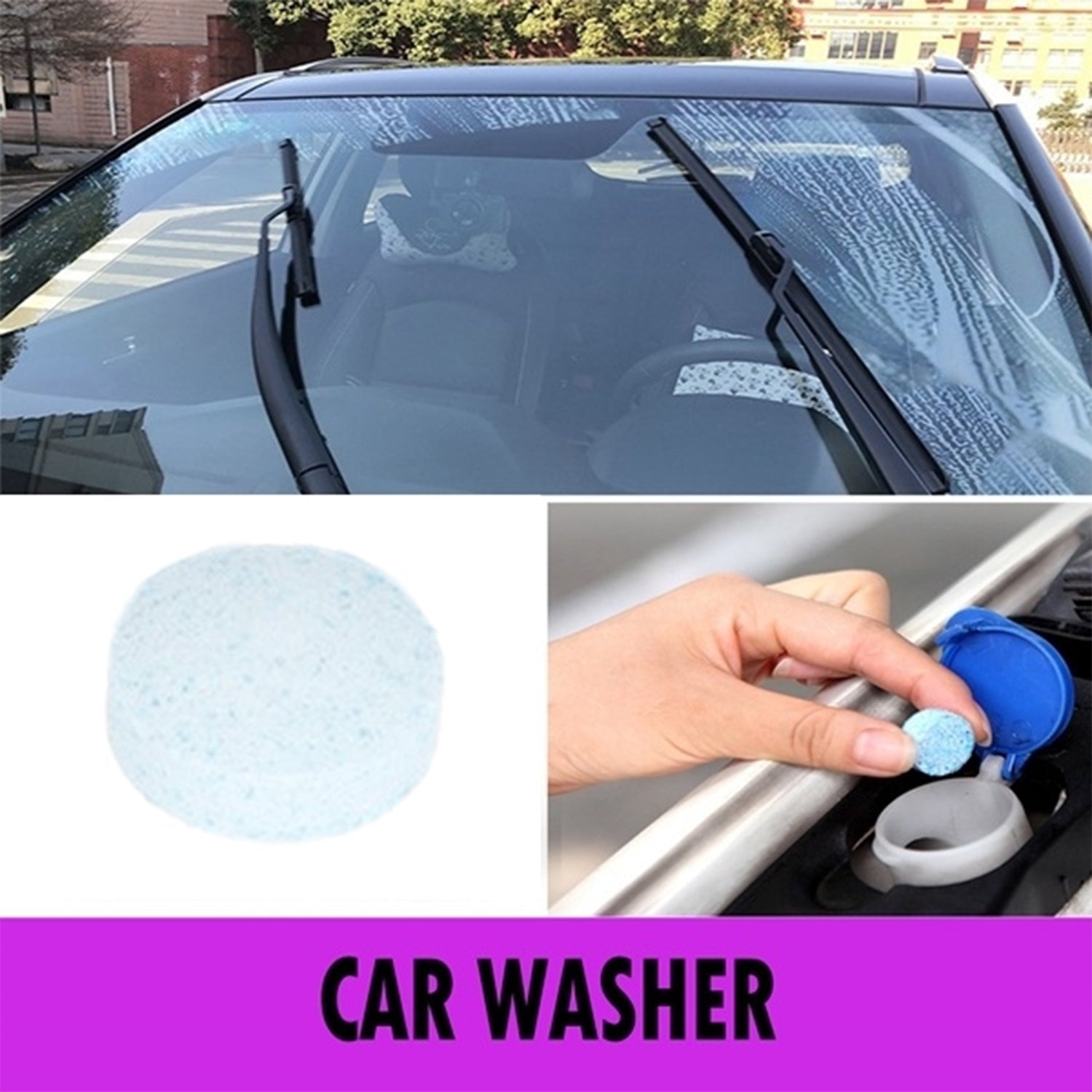 Tablets for cleaning car wipers with effervescent action