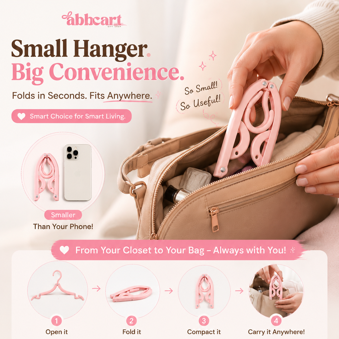 Travel Hangers, Portable Folding Clothes Hangers (1 Pc)
