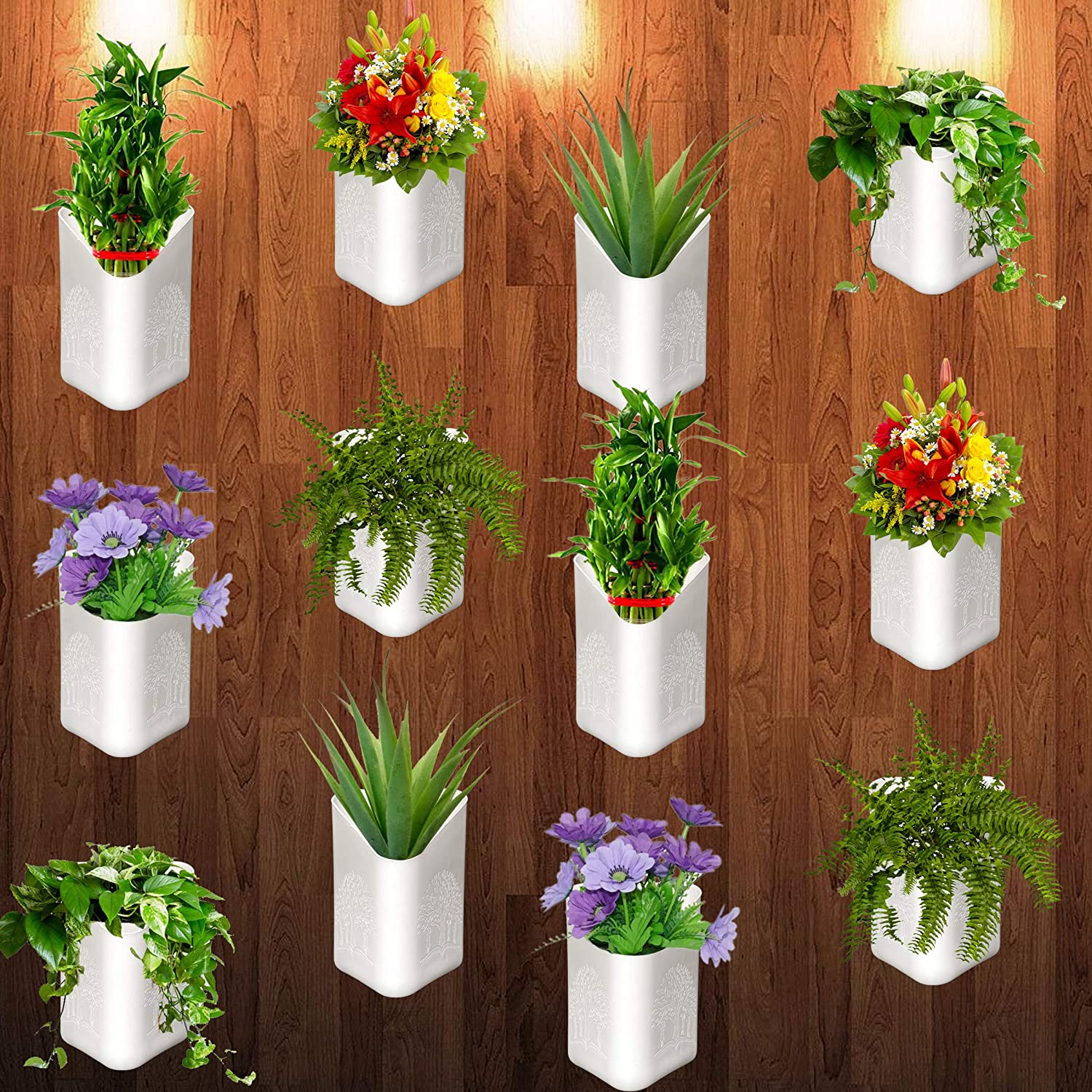 Vertical plastic planter, suitable for balcony or garden.