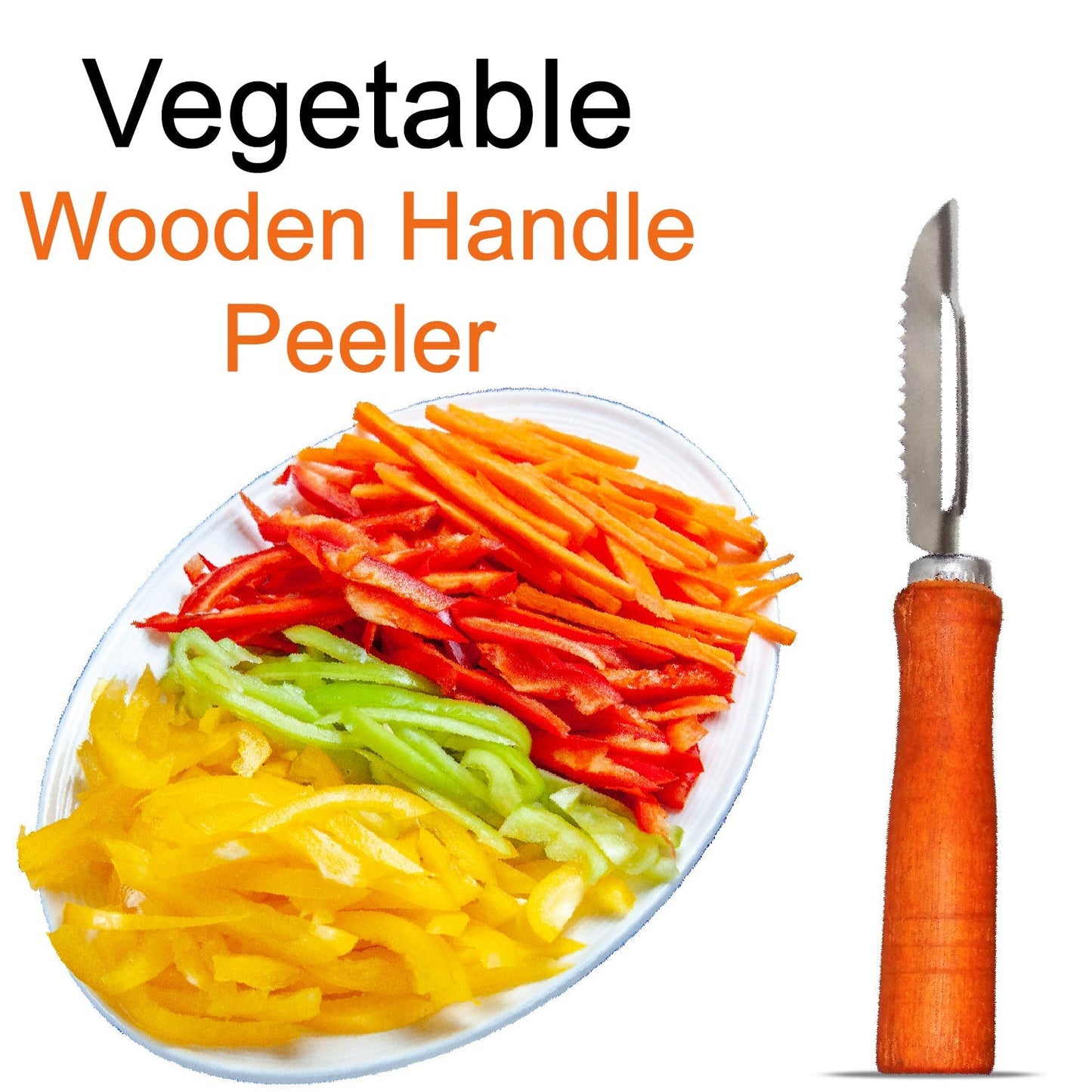 Efficient stainless steel vegetable peeler, wooden handle