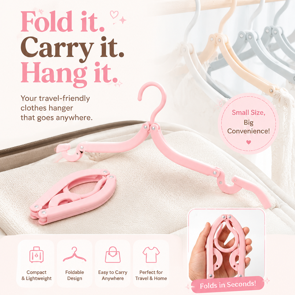 Travel Hangers, Portable Folding Clothes Hangers (1 Pc)