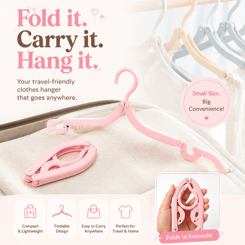 Travel Hangers, Portable Folding Clothes Hangers (1 Pc)