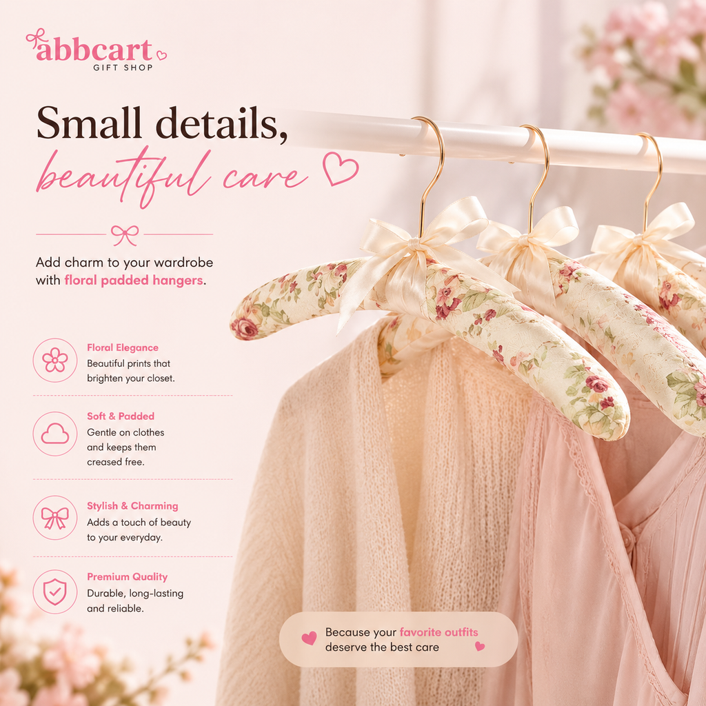 Premium padded floral clothes hanger (1 pc)